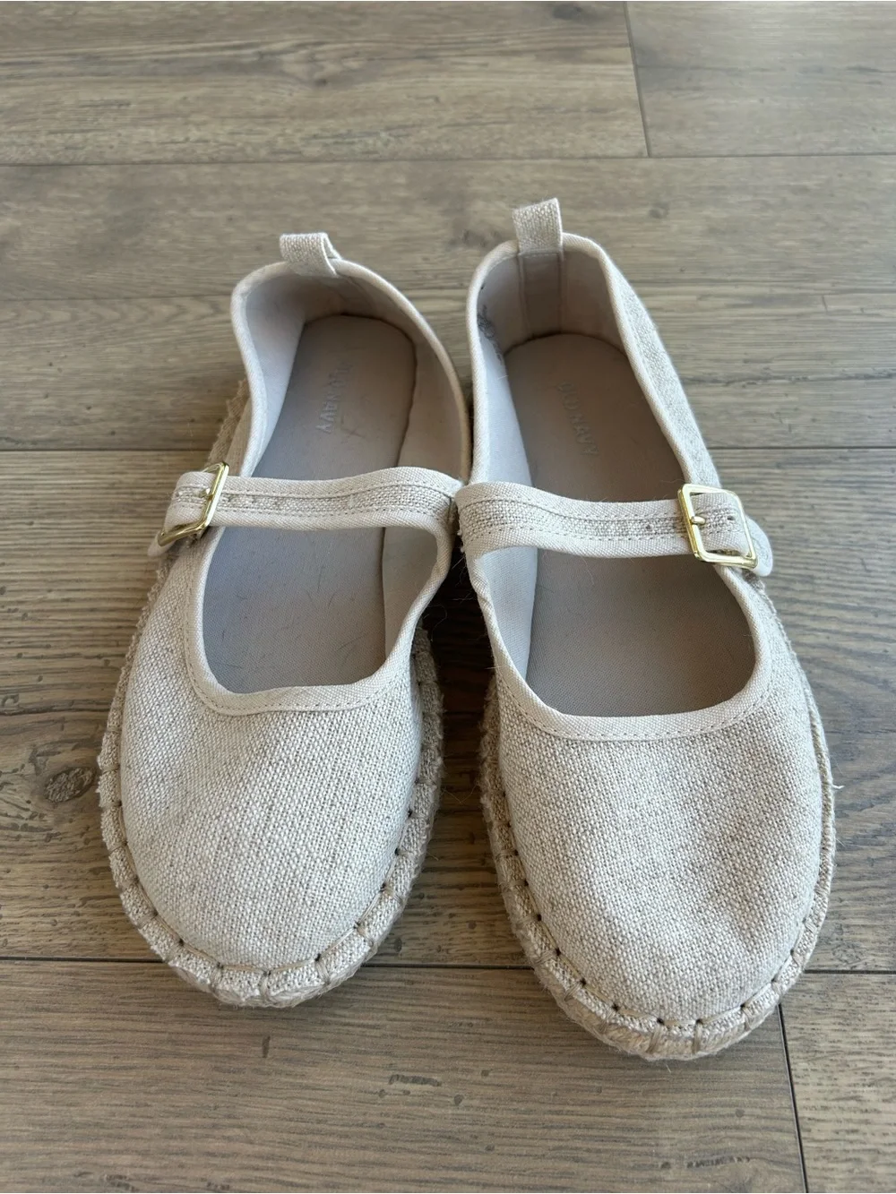 Old Navy Canvas Mary Jane Espadrille Flats with Gold Buckle
